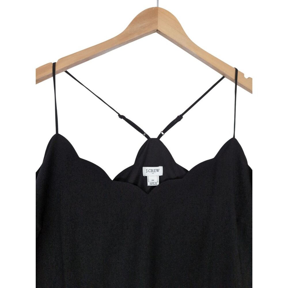 J Crew Cami Tank Top Womens 22 Black Sleeveless Scallop Trim Feminine Minimalist - Picture 7 of 11